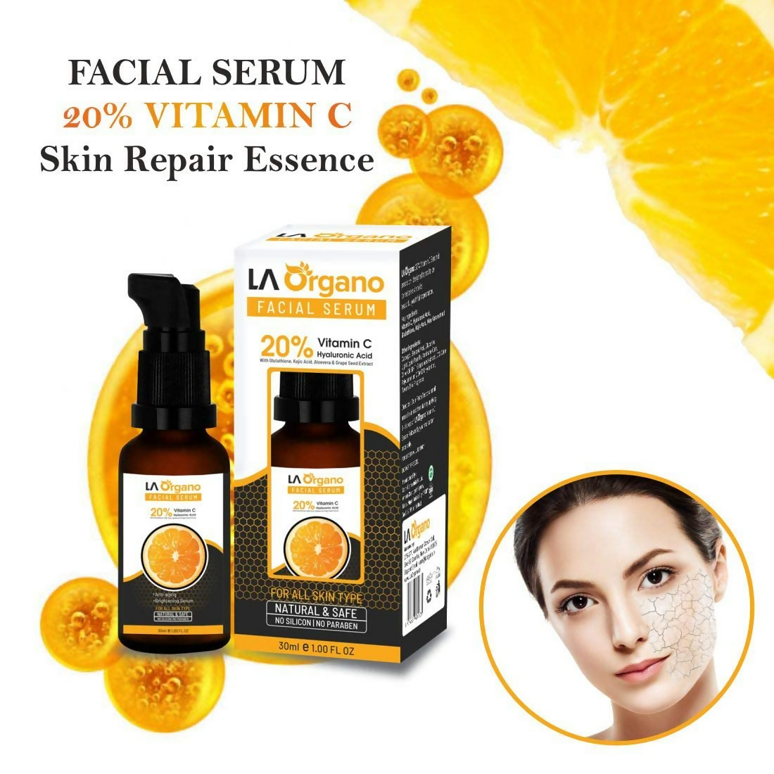 LA Organo Papaya Hydrating Face Gel with Alovera,Vit-E & Vitamin C Serum Combo - Grab2buy