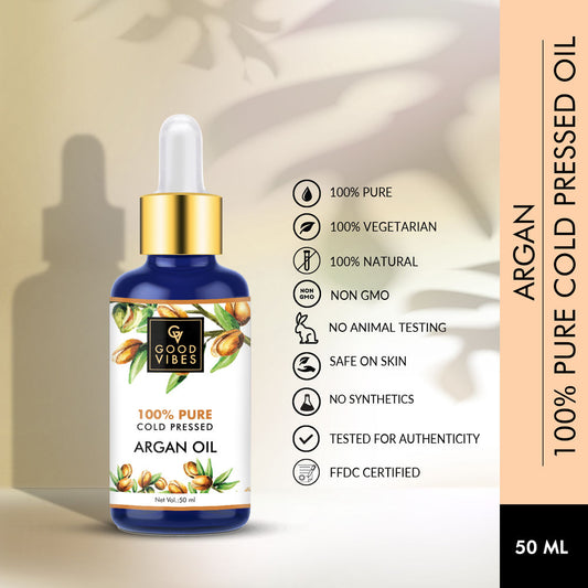Good Vibes 100% Pure Cold Pressed Carrier Oil For Hair & Skin - Argan