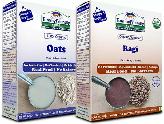 TummyFriendly Foods Organic Oats and Organic Sprouted Ragi Porridge Mixes Combo Grab2Buy TummyFriendly Foods Grab2Buy