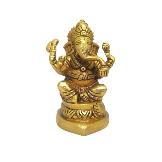 Tamas Brass Handmade Ganesh Statue | Good Luck & Prosperity | Golden