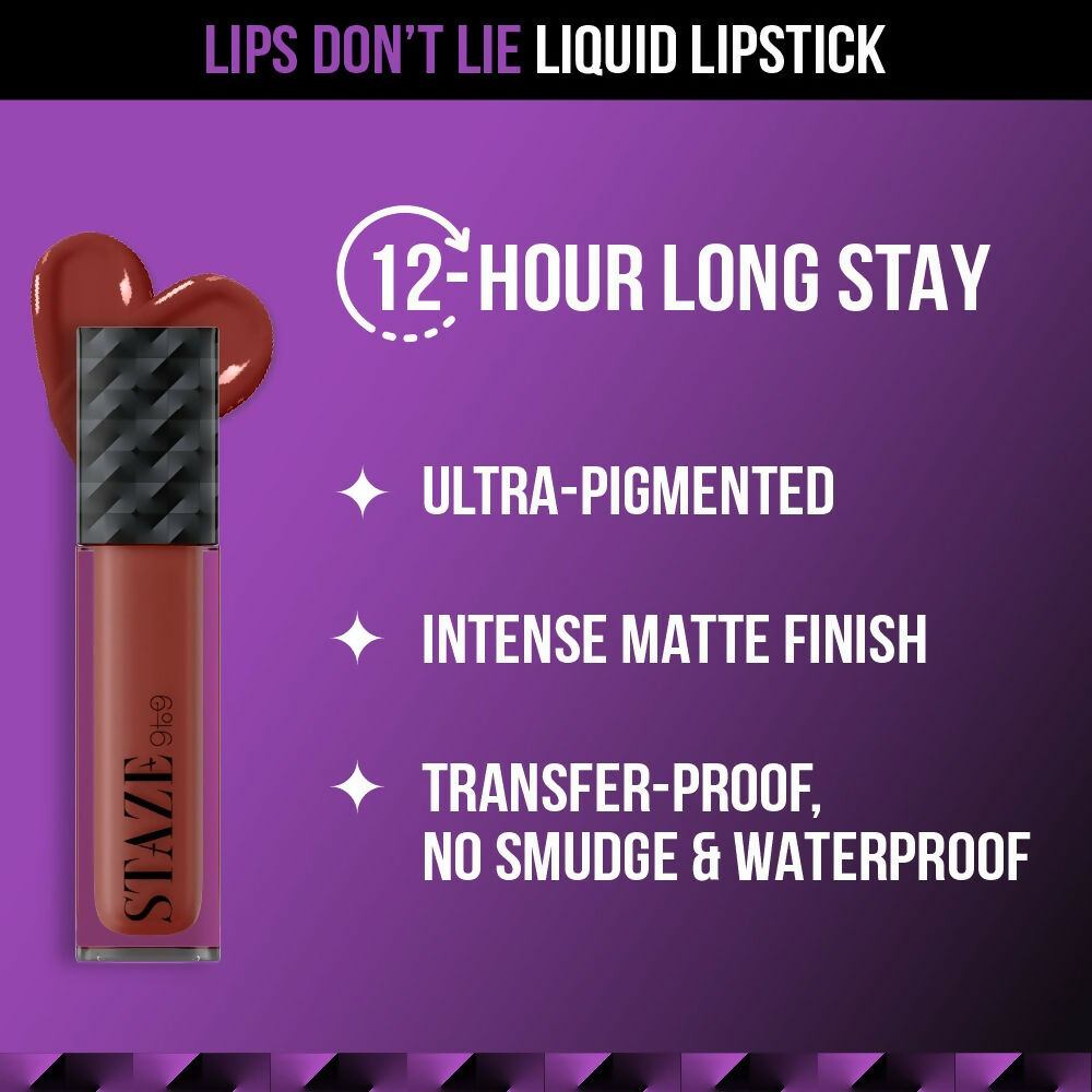 Staze 9to9 Lips Don't Lie Matte + Transferproof Liquid Lipstick - 05 Cocoa Crush - Grab2buy