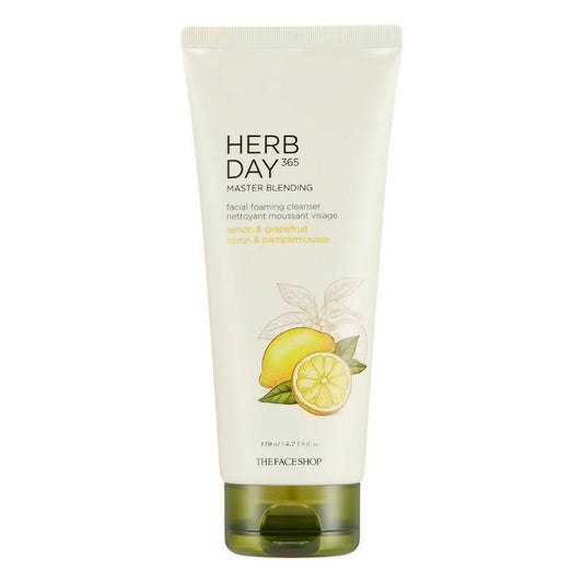 The Face Shop Herb Day 365 Master Blending Foaming Cleanser-Lemon & Grapefruit - Korean Skincare | Swadesiicart
