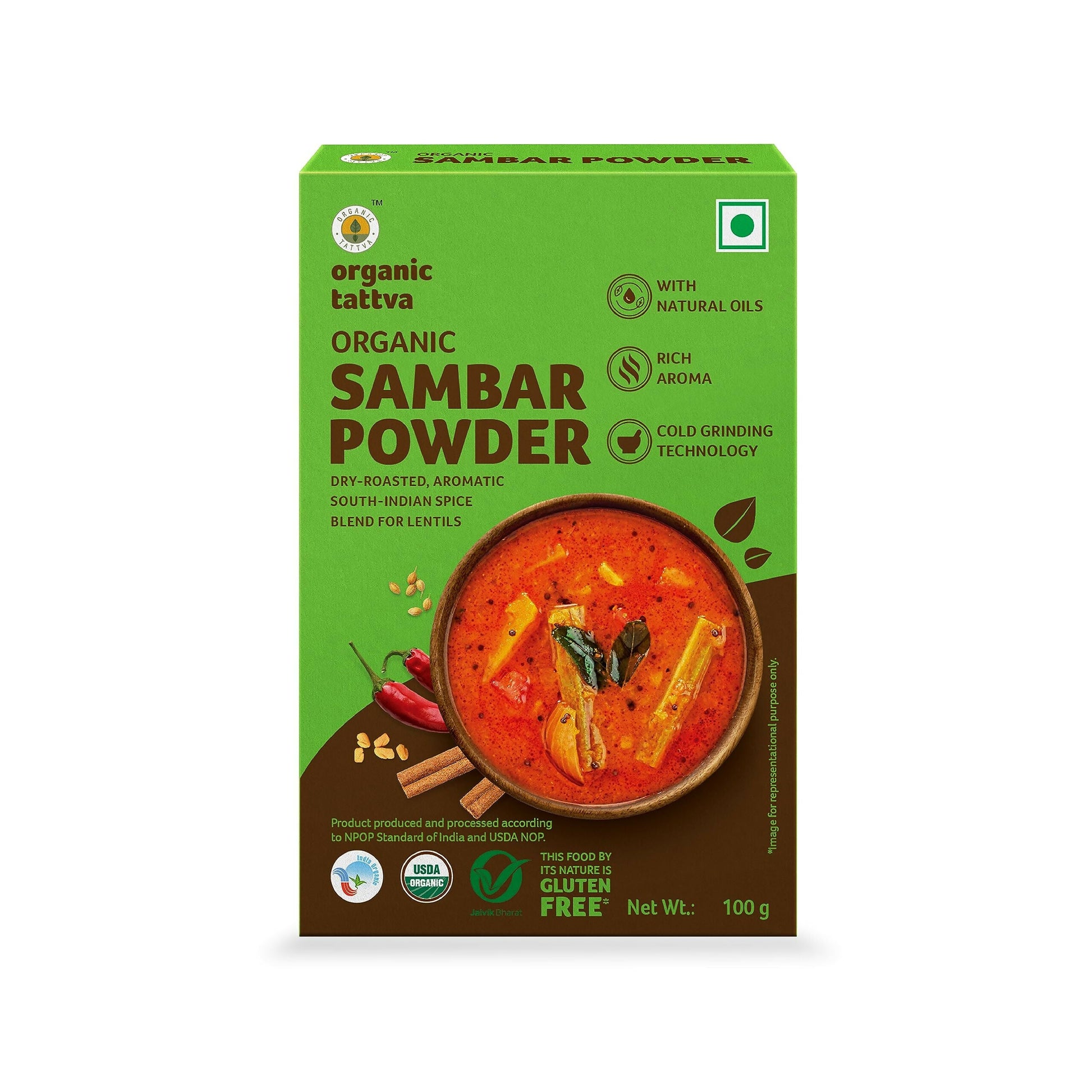 Organic Tattva South-Indian Masala Combo (100 Gm Each)- Sambar Powder, Rasam and Biryani Masala - Grab2buy