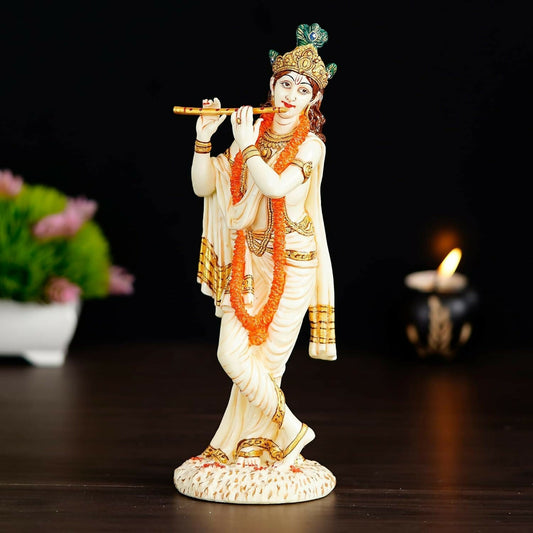 Shyam Antique Creation Lord shri Krishna Playing Flute Standing kanha Idol - Grab2buy