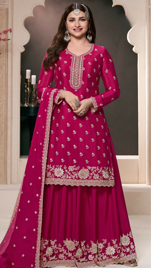 Anaita Pink Chinon Embroidered Thread Work Stitched Salwar Suit