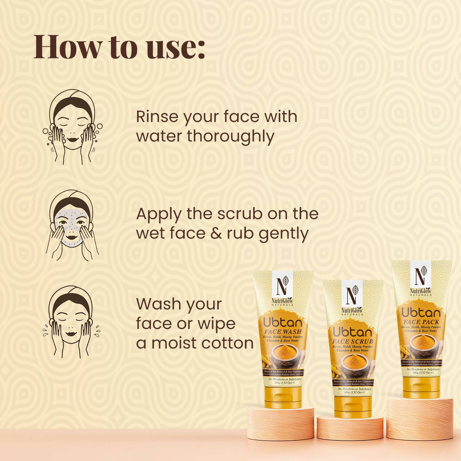 NutriGlow NATURAL'S Ubtan Face & Body Scrub with Besan, Moong Powder - Grab2buy