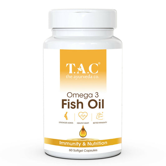 TAC - The Ayurveda Co. Omega 3 Fish Oil Soft Gel Capsules - Grab2buy