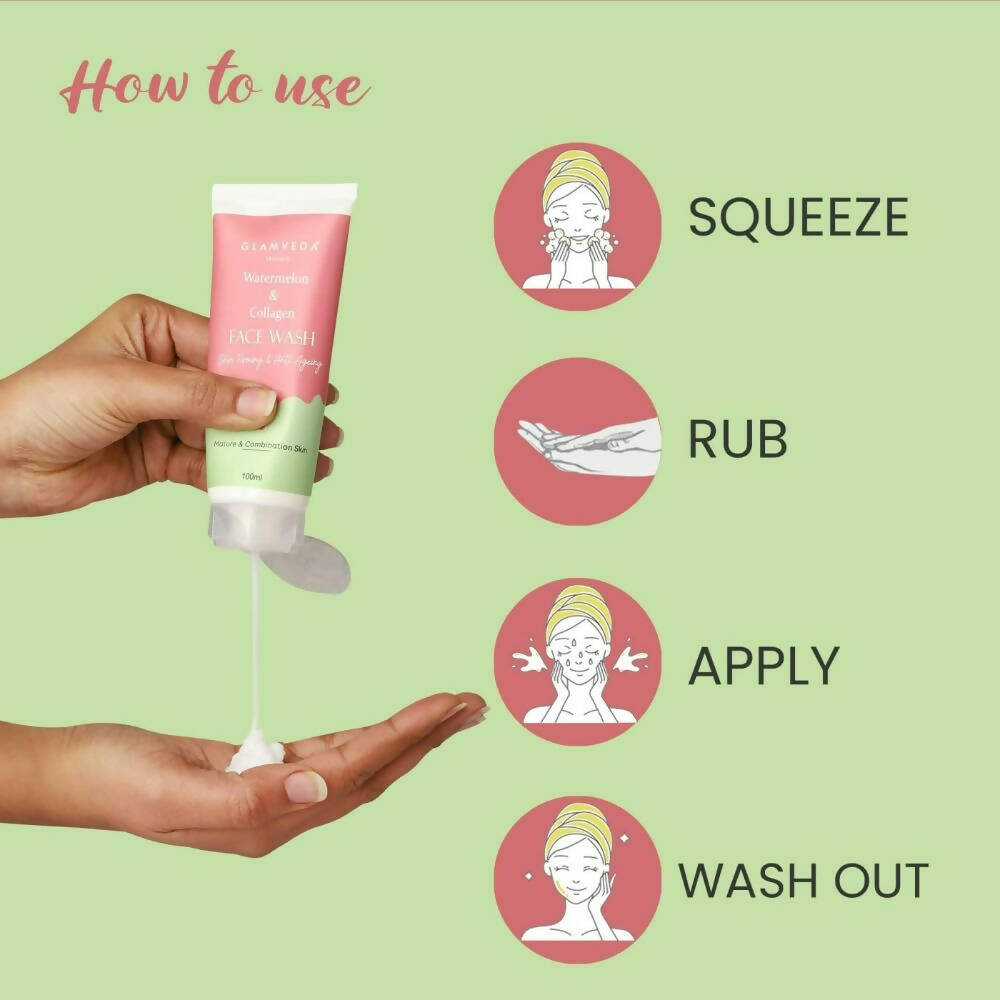 Glamveda Watermelon & Collagen Firming Face Wash - Distacart