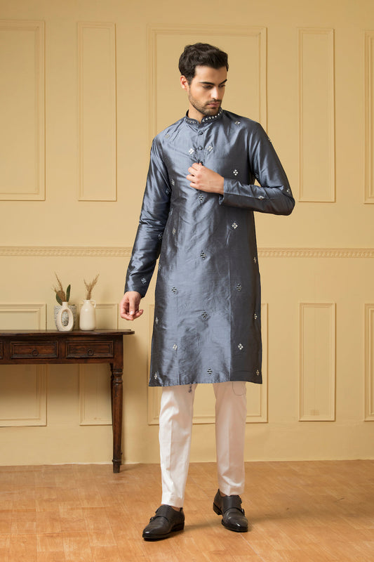 Cobalt Blue Mirror Kurta by Hilo Design