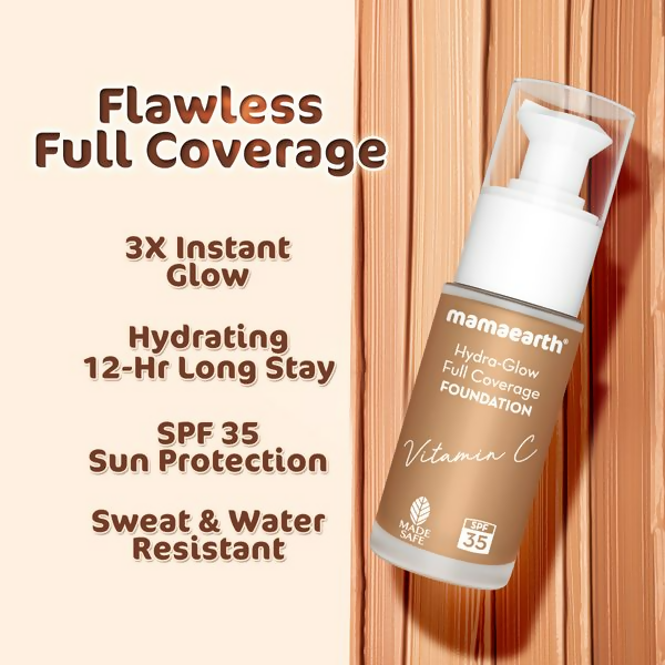 Mamaearth Hydra-Glow Full Coverage Foundation With Vitamin C & Turmeric - Nude Glow - Grab2buy