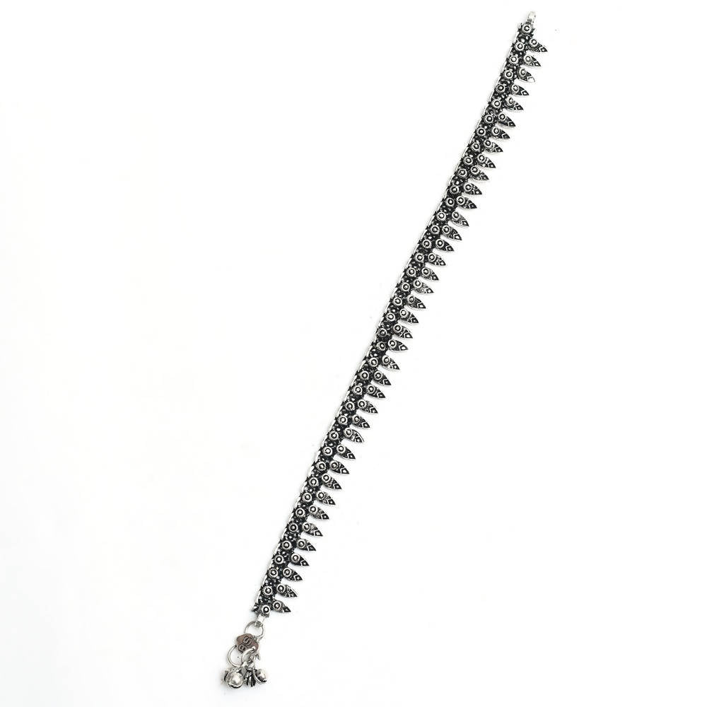 Mominos Fashion Kamal Johar Oxidised Silver Women Wear Anklets