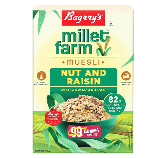 Bagrry's Millet Farm Nut & Raisin Muesli with Jowar and Ragi - Grab2buy