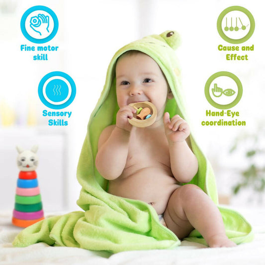 Matoyi Wooden Baby Rattle Cum Teether - Grab2buy