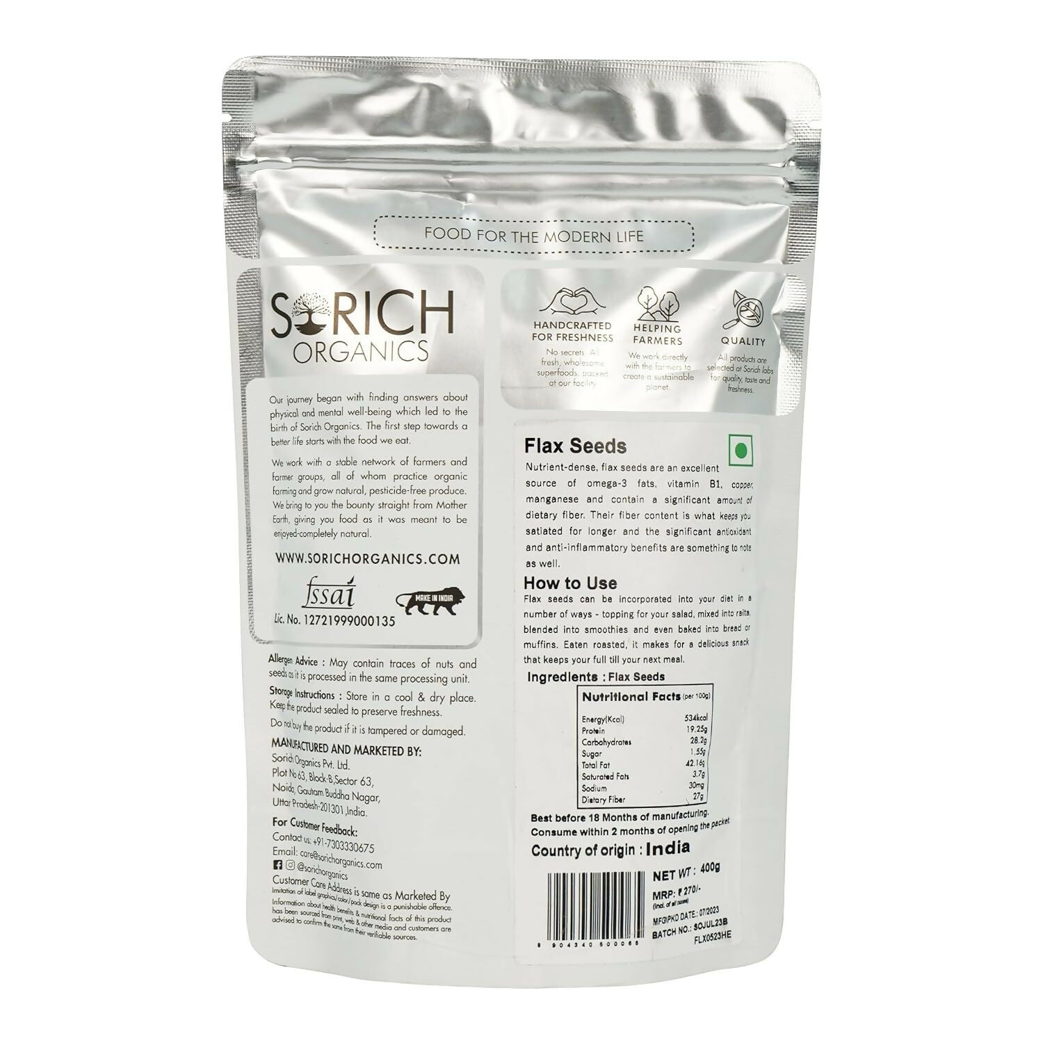 Sorich Organics Flax Seeds - Alsi Seeds - Grab2buy