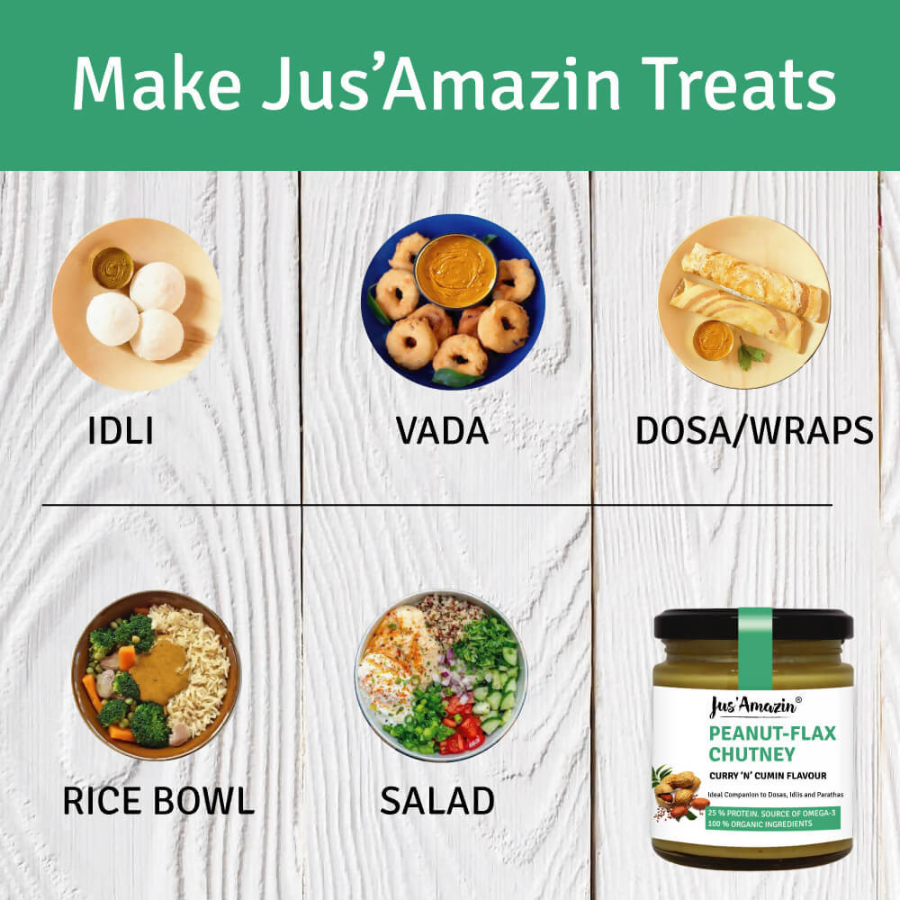 Jus Amazin Peanut Flax chutney Curry 'N' Cumin Flavour - Grab2buy