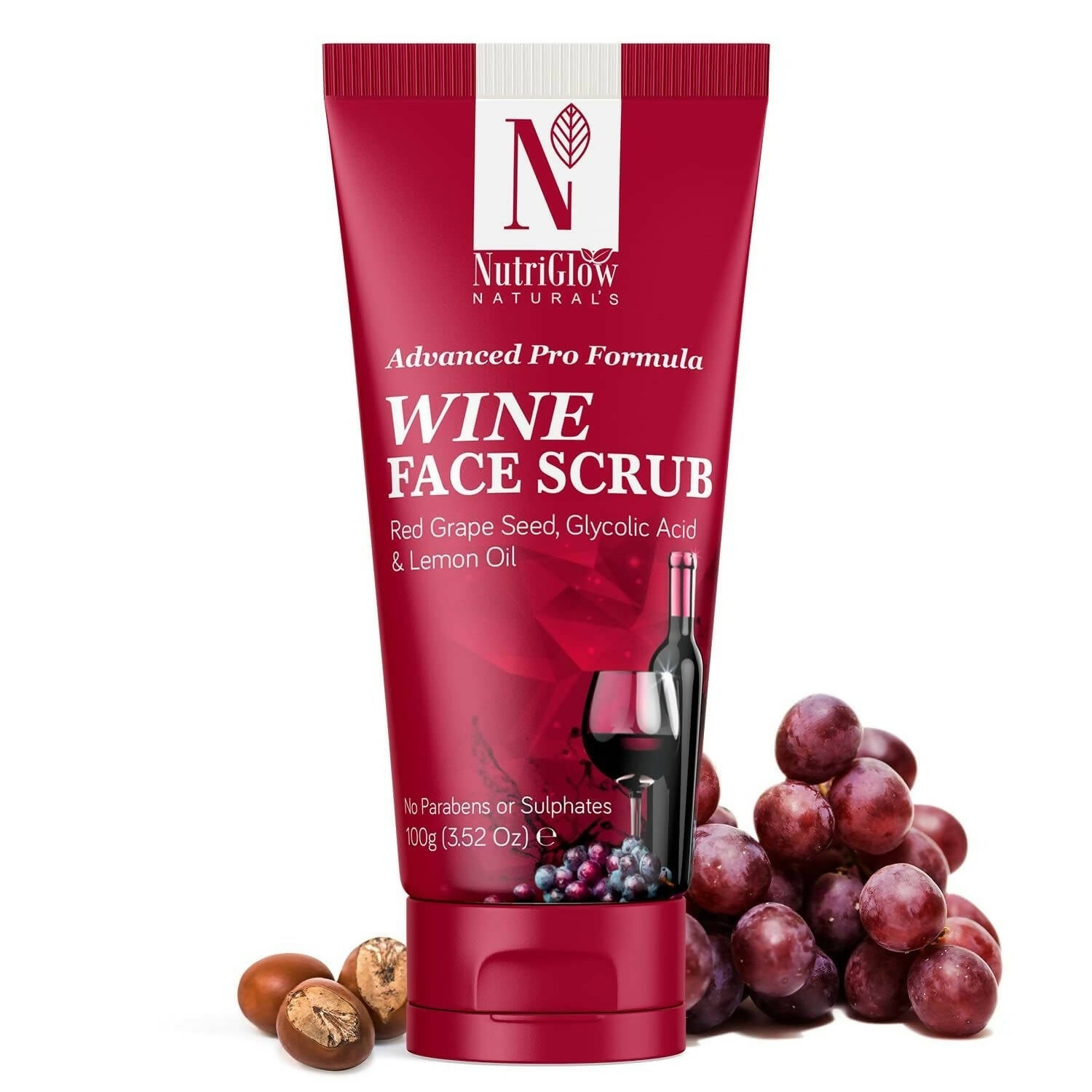 NutriGlow NATURAL'S Advanced Pro Formula Wine Face Scrub - Grab2buy