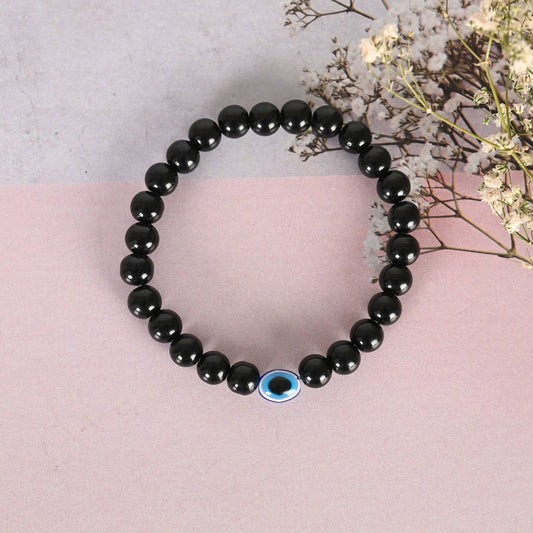 NVR Men & Women Marble Crystal Beaded Elasticated Bracelet | Grab2Buy