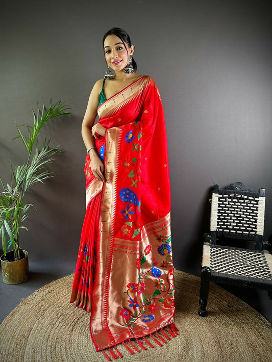 Joban Fashion Green Motifs Paithani Sarees