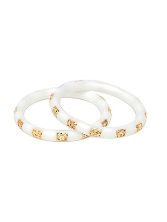 Golden Bangles (White) - Ruby Raang | Grab2Buy