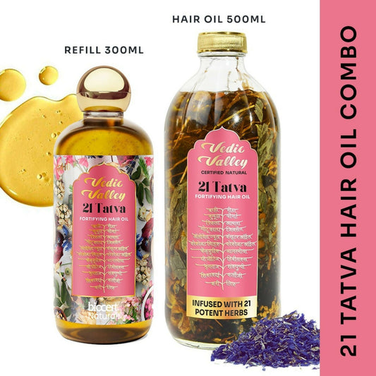 Vedic Valley Ayurvedic 21 Tatva Hair Brew Oil with 21 Herbs & Refill Combo Grab2Buy Vedic Valley Grab2Buy
