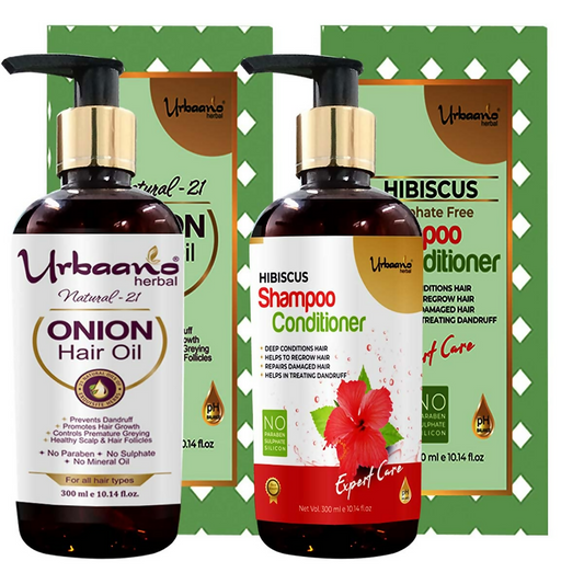 Urbaano Herbal Nourishing Onion Hair Oil & Anti Hairfall Hibiscus Shampoo Grab2Buy Urbaano Herbal Grab2Buy