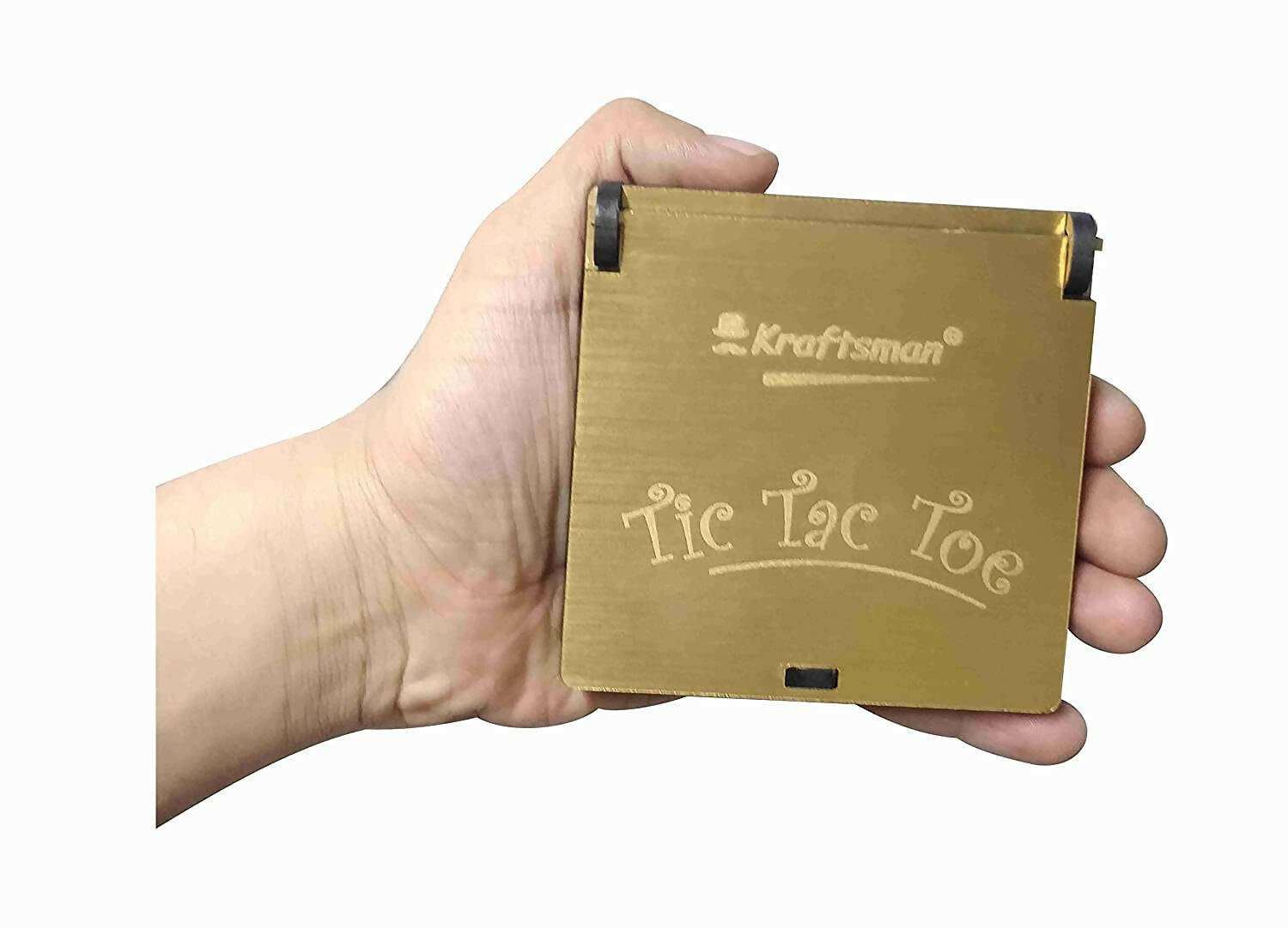 Kraftsman Wooden Tic Tac Toe Portable Game for Kids, Teens and Adults with Golden Mirror Shade Strategy & War Games Board Game - Grab2buy