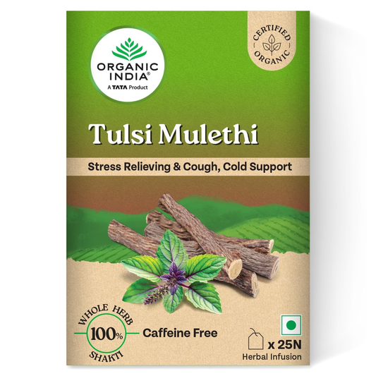 Organic India Tulsi Mulethi Tea Bags | Certified Organic Herbal Tea for Throat & Immunity