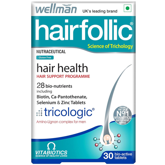 Wellman Hairfollic UK's No.1 Hair Supplement Tablets For Men ( Tricologic Formula 30 Vitamins & Minerals) Grab2Buy Wellwoman Grab2Buy