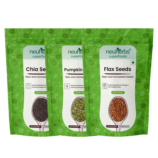 Neuherbs Organic Flax, Chia, and Pumpkin Seeds Combo Grab2Buy Neuherbs Grab2Buy
