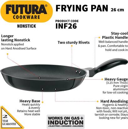 Hawkins Futura Non-stick Frying Pan 26 cm Diameter 1 L (INF26) - Limited Time Offer Genie India