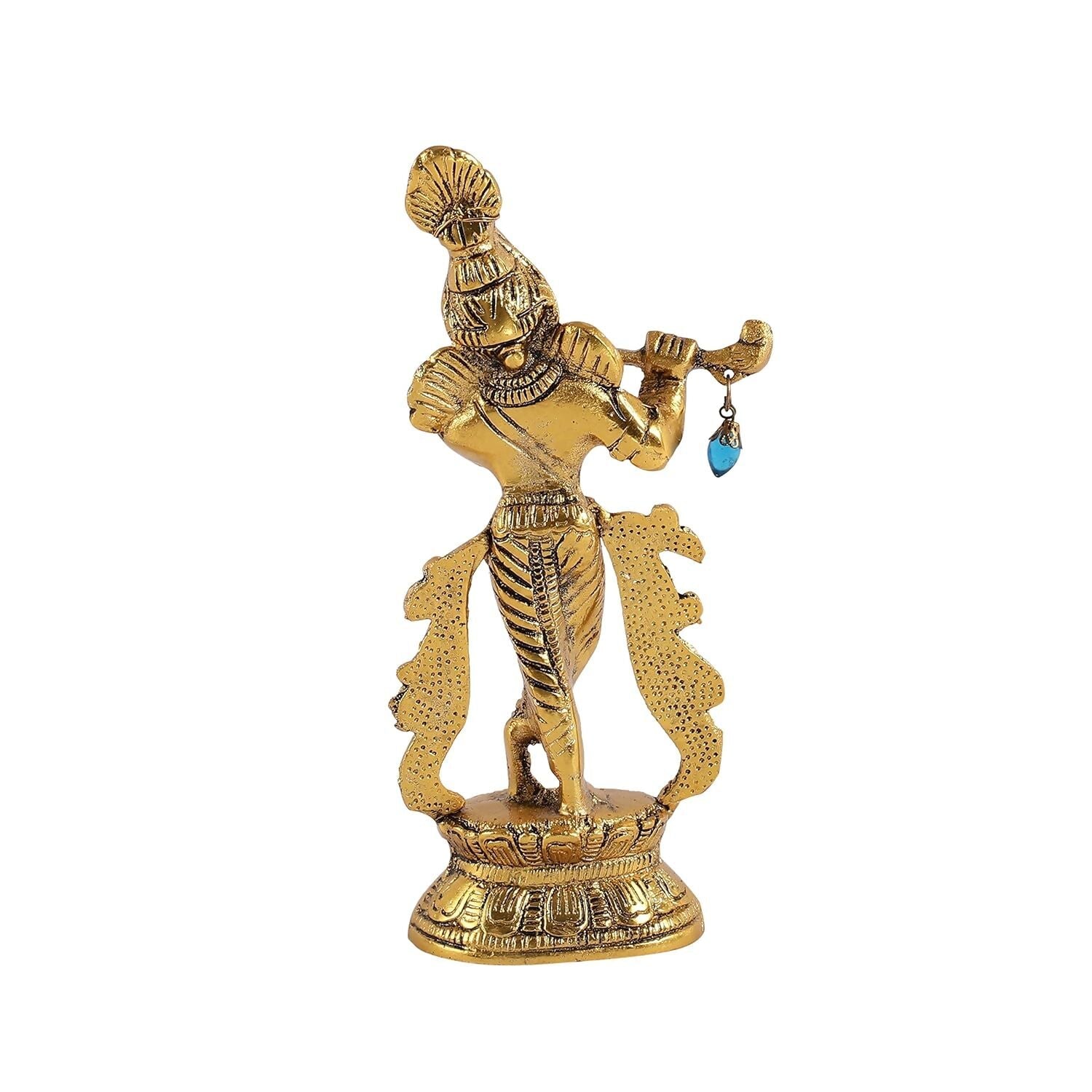 Purestory Lord Krishna Metal Statues Playing Flute - Grab2buy