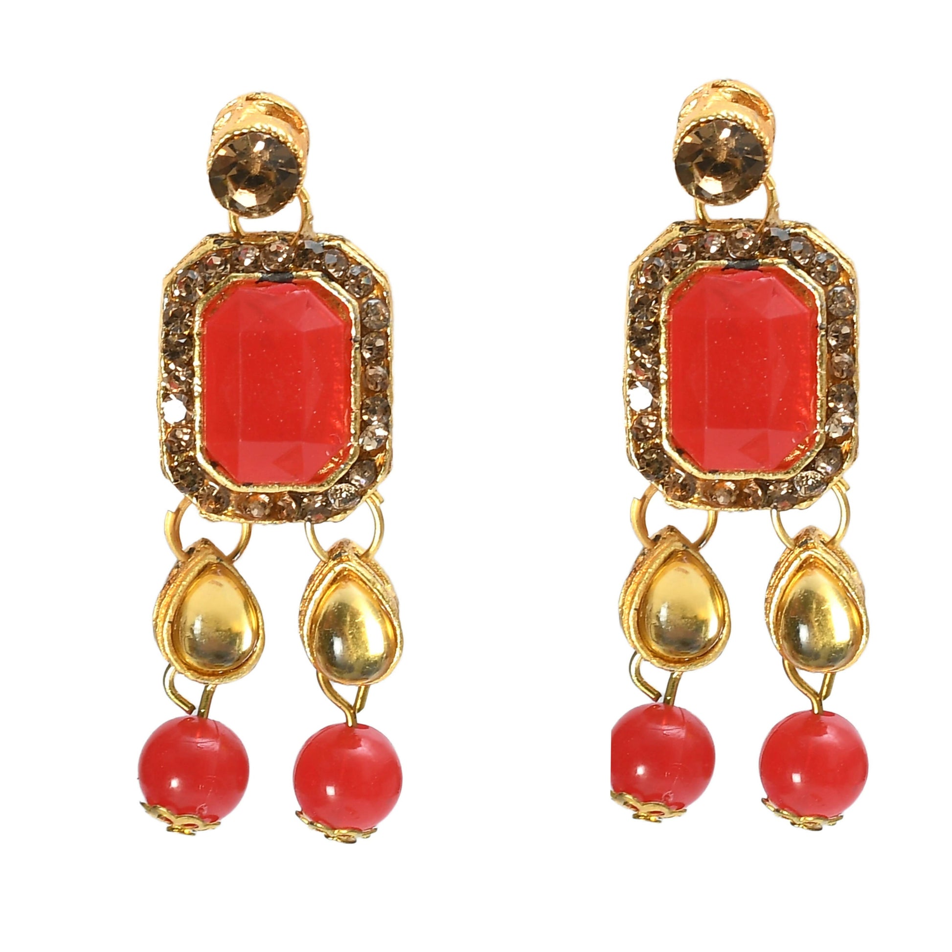 Mominos Fashion Johar Kamal Gold-Plated Brass Finish Kundan/Pearls Choker For Women (Red) - Grab2buy