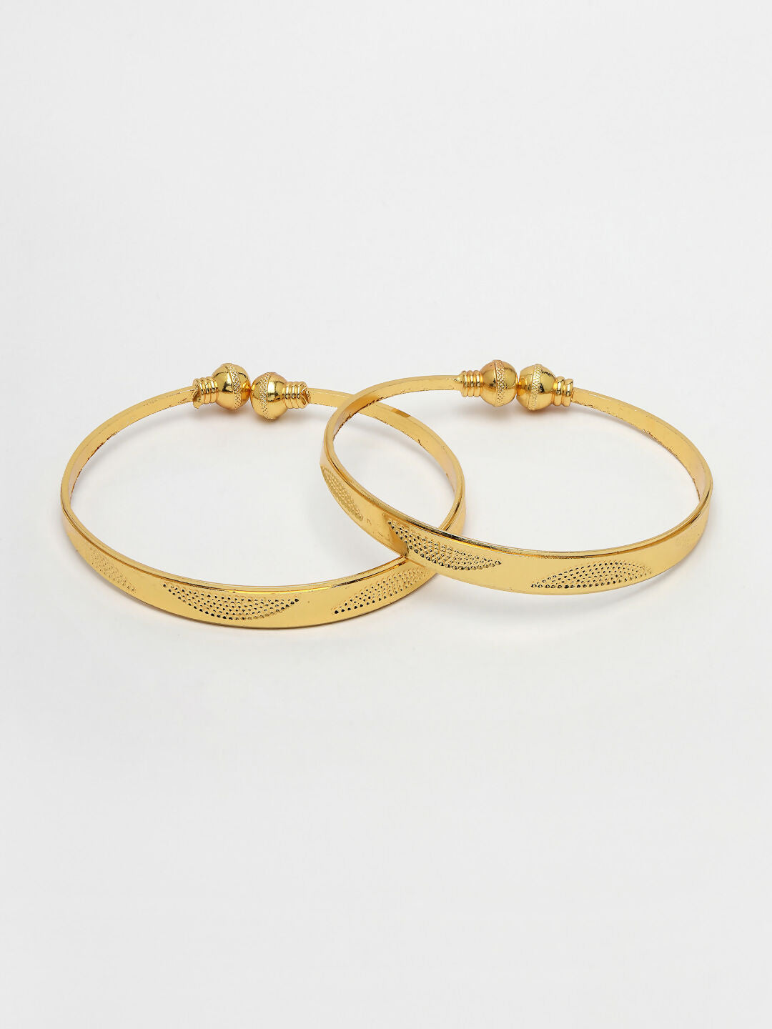 NVR Women's Set of 2 Gold-Plated Handcrafted Adjustable Bangles - Grab2buy