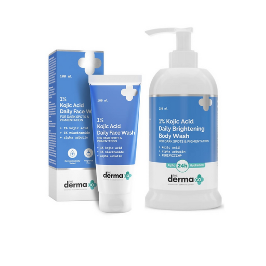 The Derma Co 1% Kojic Acid Face Wash & Daily Brightening Body Wash Combo Grab2Buy The Derma Co Grab2Buy