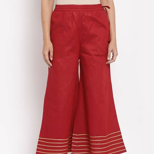 Myshka Women's Maroom Cotton Solid Casual Palazzo
