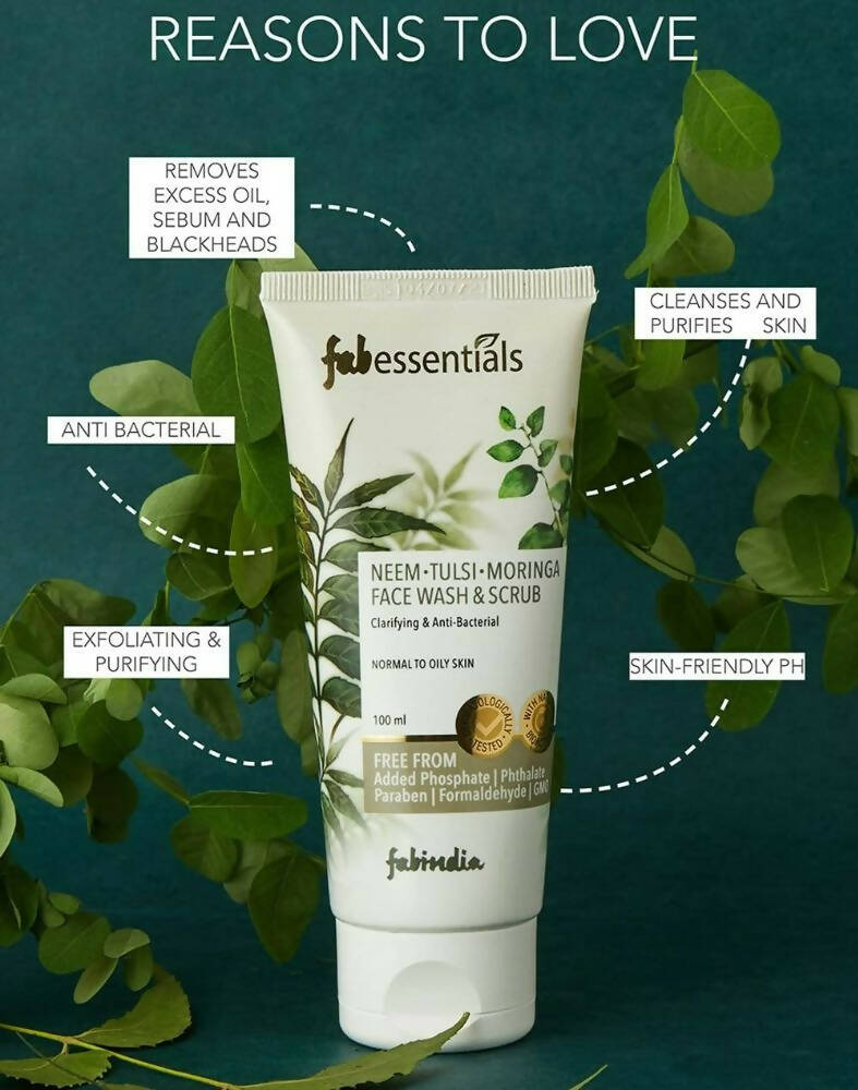 Fabessentials Neem Tulsi Moringa Face Wash & Scrub - Grab2buy