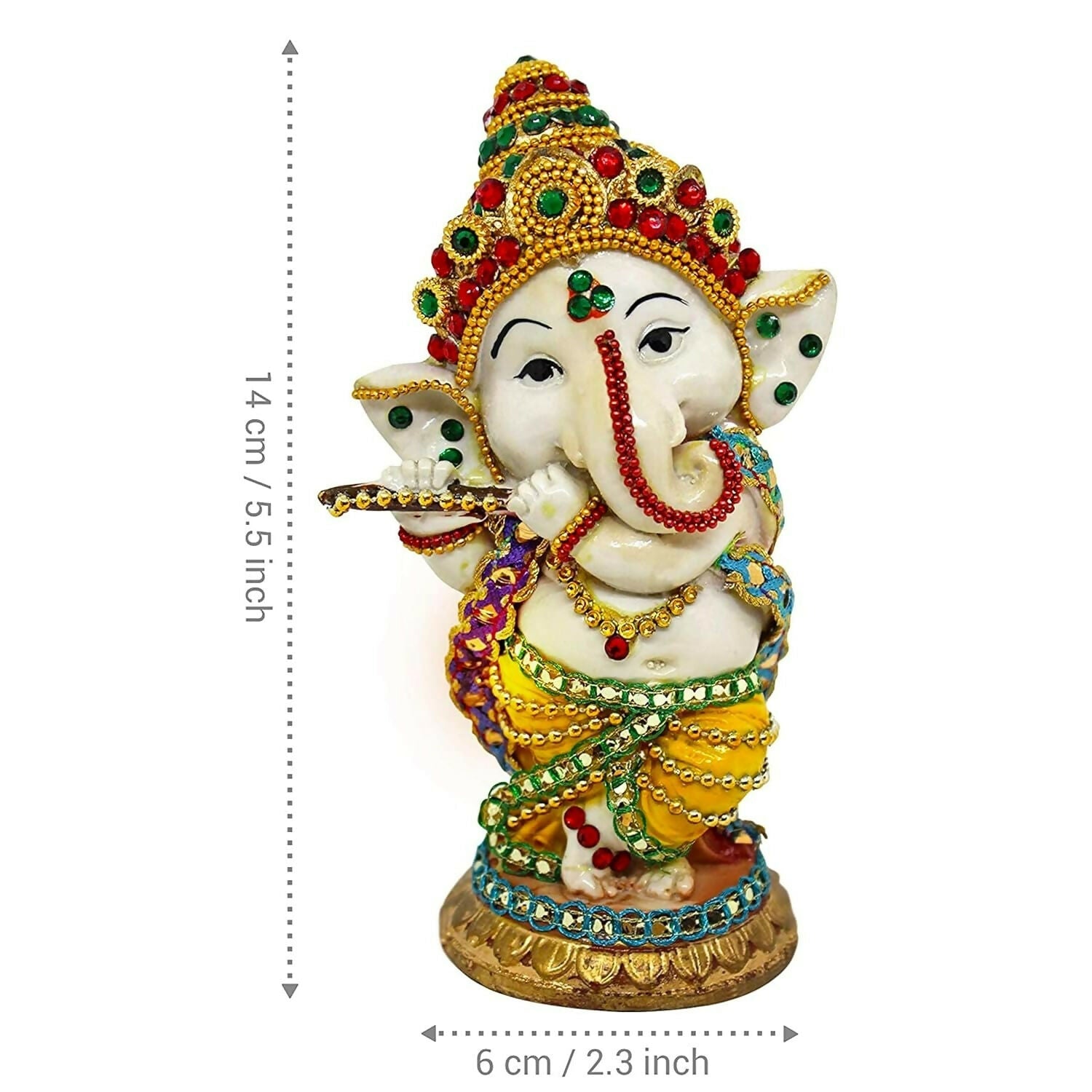 Tied Ribbons Decorative Murli Ganesh Idol - Grab2buy