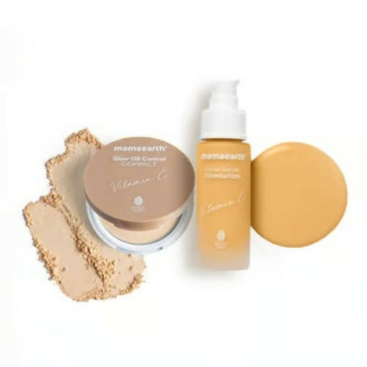 Mamaearth Glow Serum Foundation + Glow Oil Control Compact Combo - Ivory Glow - Grab2buy