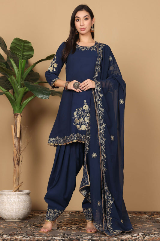 Joban Fashion Navy Blue Georgette Kurta Set