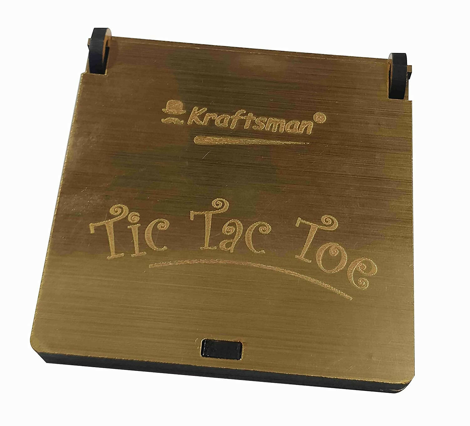 Kraftsman Wooden Tic Tac Toe Portable Game for Kids, Teens and Adults with Golden Mirror Shade Strategy & War Games Board Game - Grab2buy