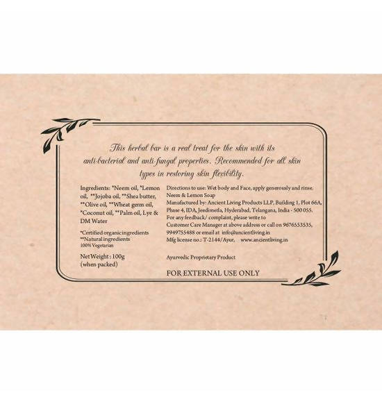 Ancient Living Neem & Lemon Luxury Handmade Soap online