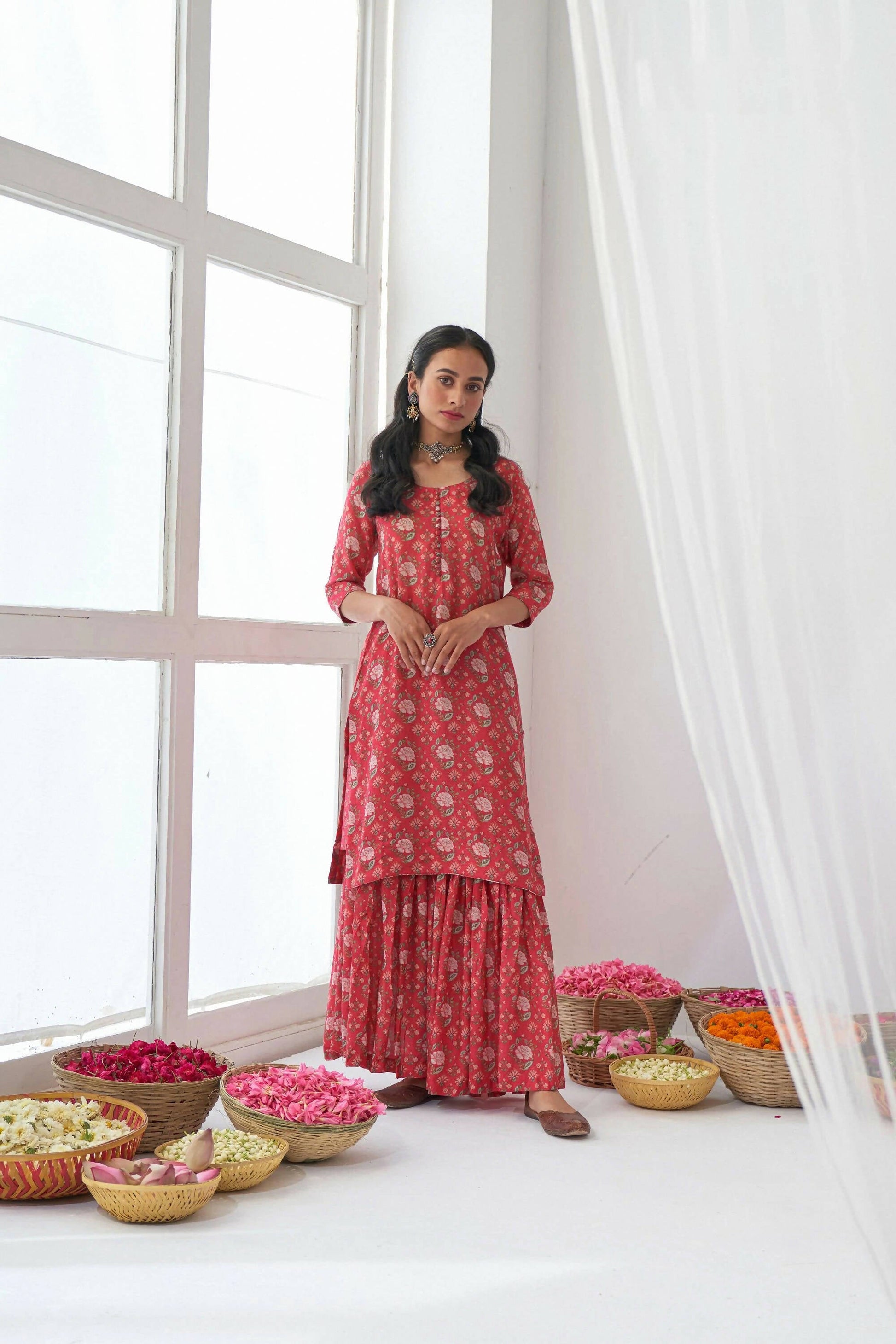 Designer Stylish Red Muslin Stitched Suit With Dupatta - Anbazaar - Grab2buy