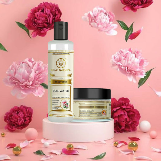 Khadi Natural Rose & Papaya Face Scrub + Rosewater Skin Toner Grab2Buy Khadi Natural Grab2Buy