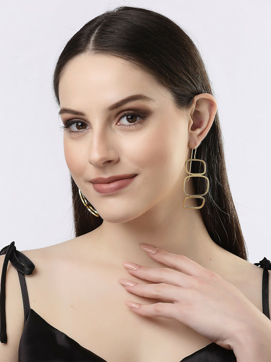 NVR Women Gold-Plated Contemporary Fish Hook Drop Earrings - Grab2buy