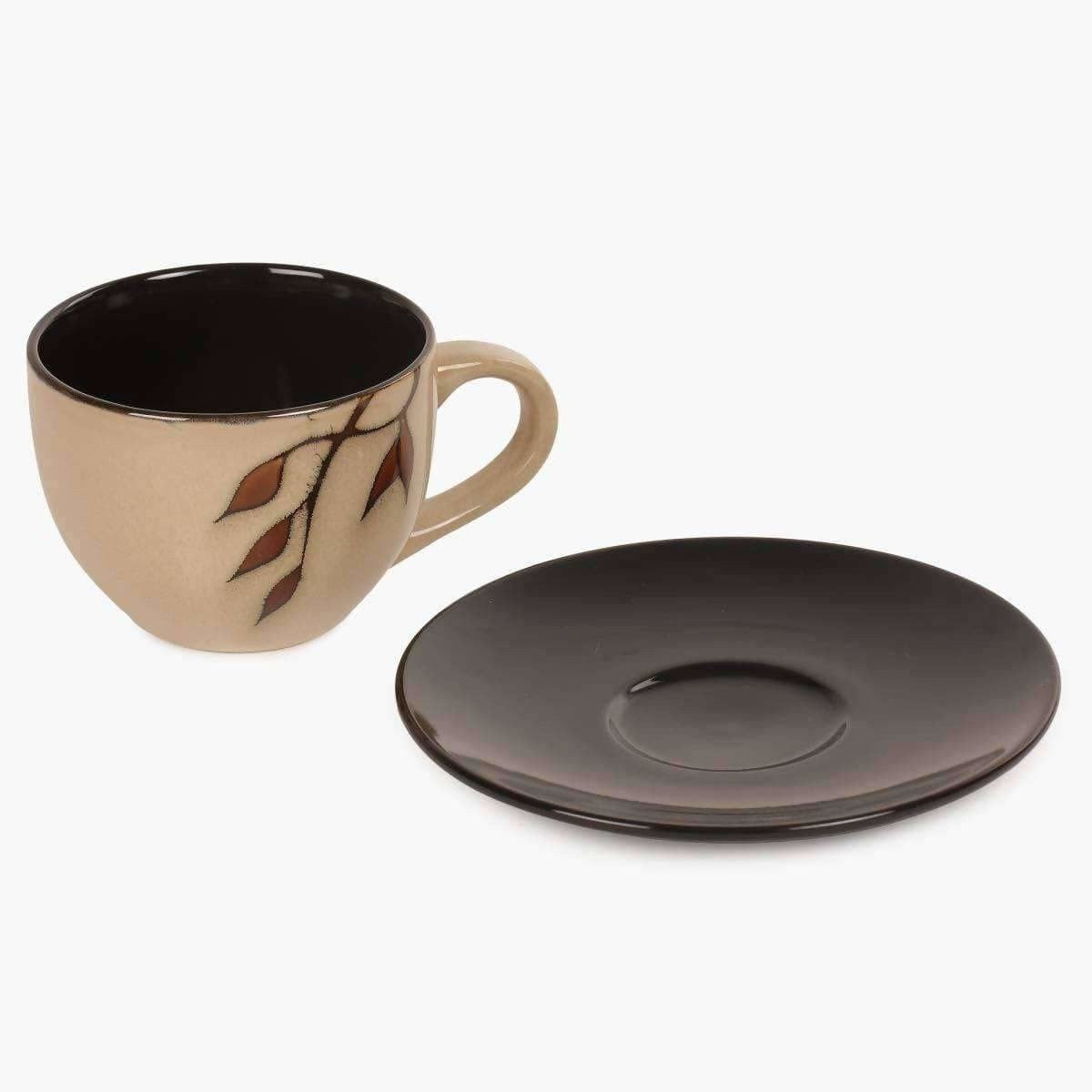 Home Centre Caraway Cup and Saucer- Set of 13 Pcs - 220 ml - Brown - Grab2buy