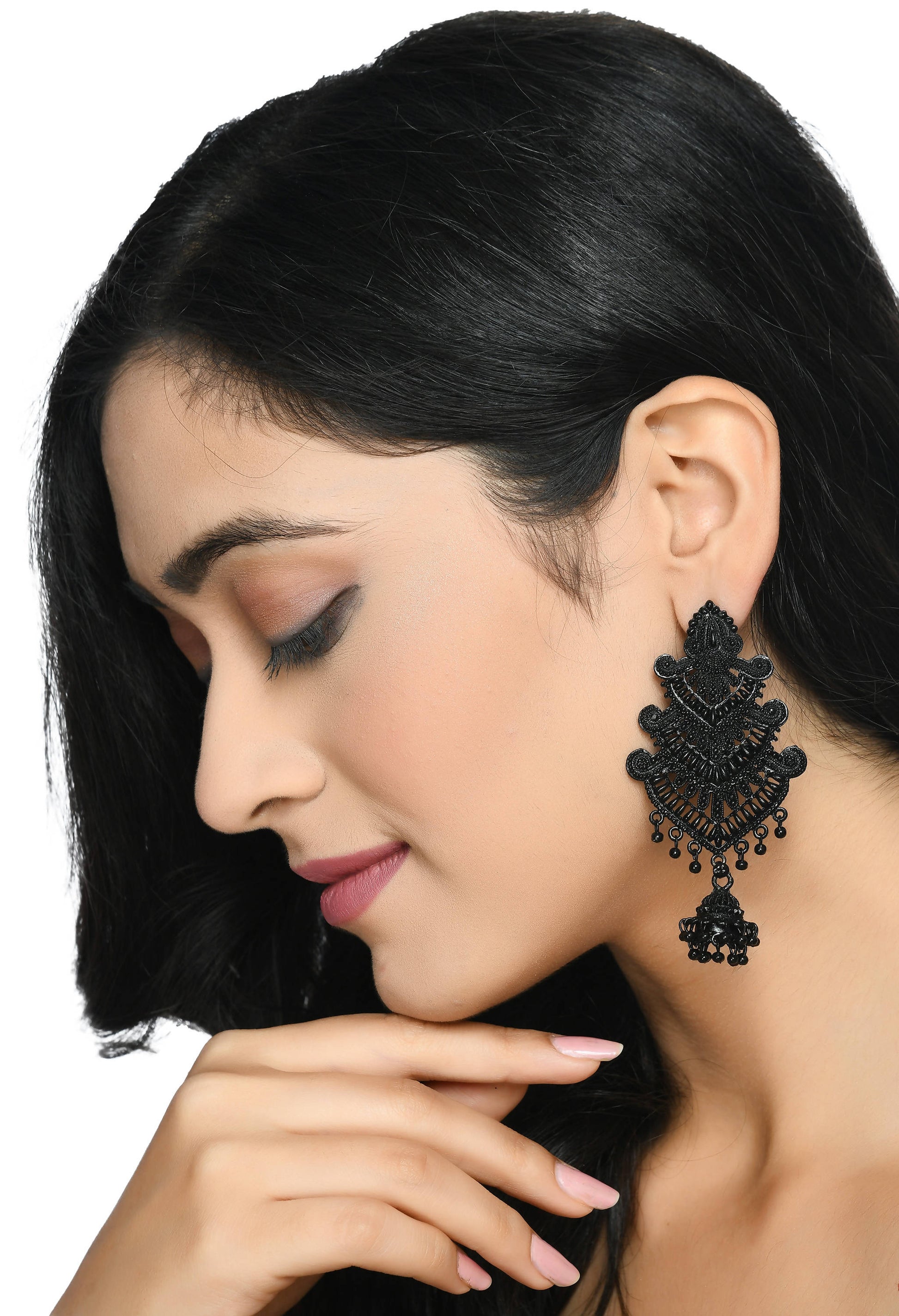 Mominos Fashion Johar Kamal Latest Design Black Color Earrings - Grab2buy