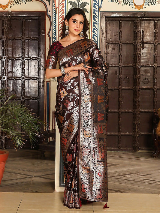 Shree Shyam Fashion Red Silk Saree