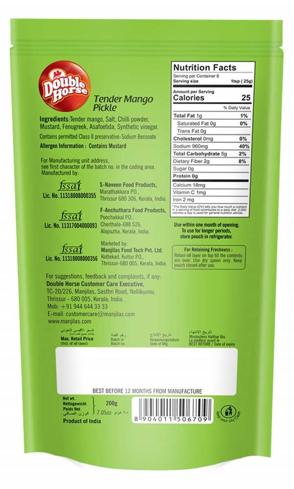 Double Horse Tender Mango Pickle - Grab2buy