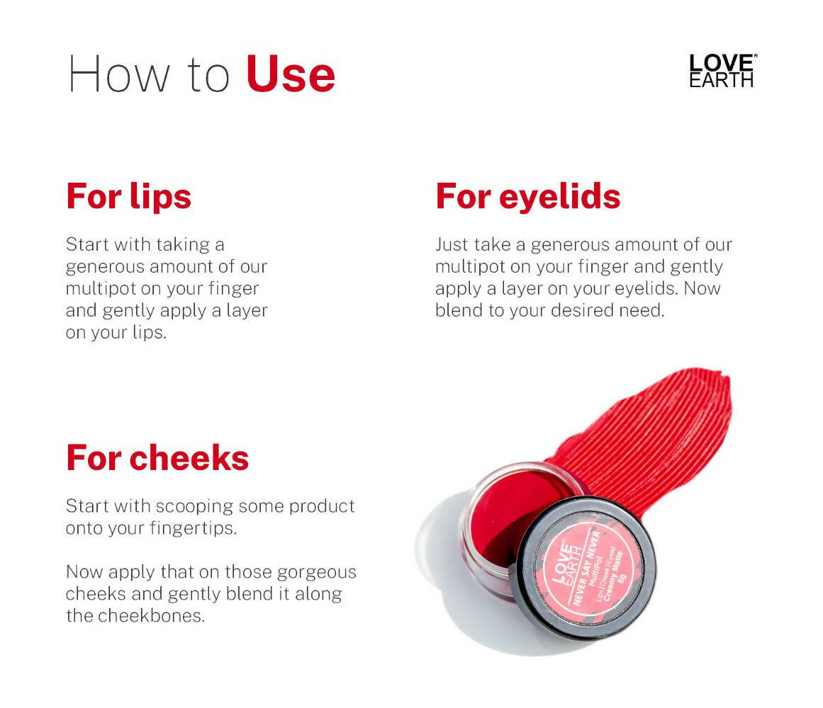 Love Earth Lip Tint & Cheek Tint Multipot - Never Say Never - Distacart