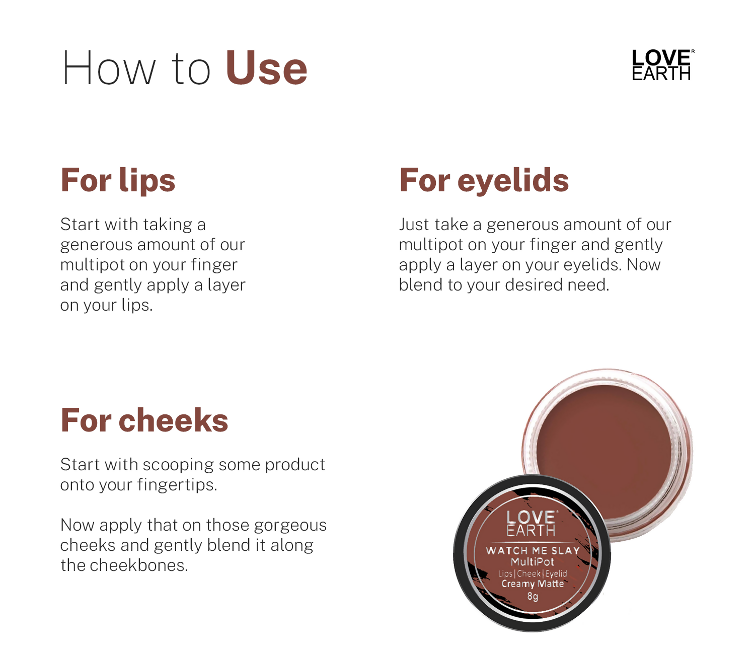 Love Earth Lip Tint & Cheek Tint Multipot Combo (Ruby Pink & Caramel Brown) - Distacart